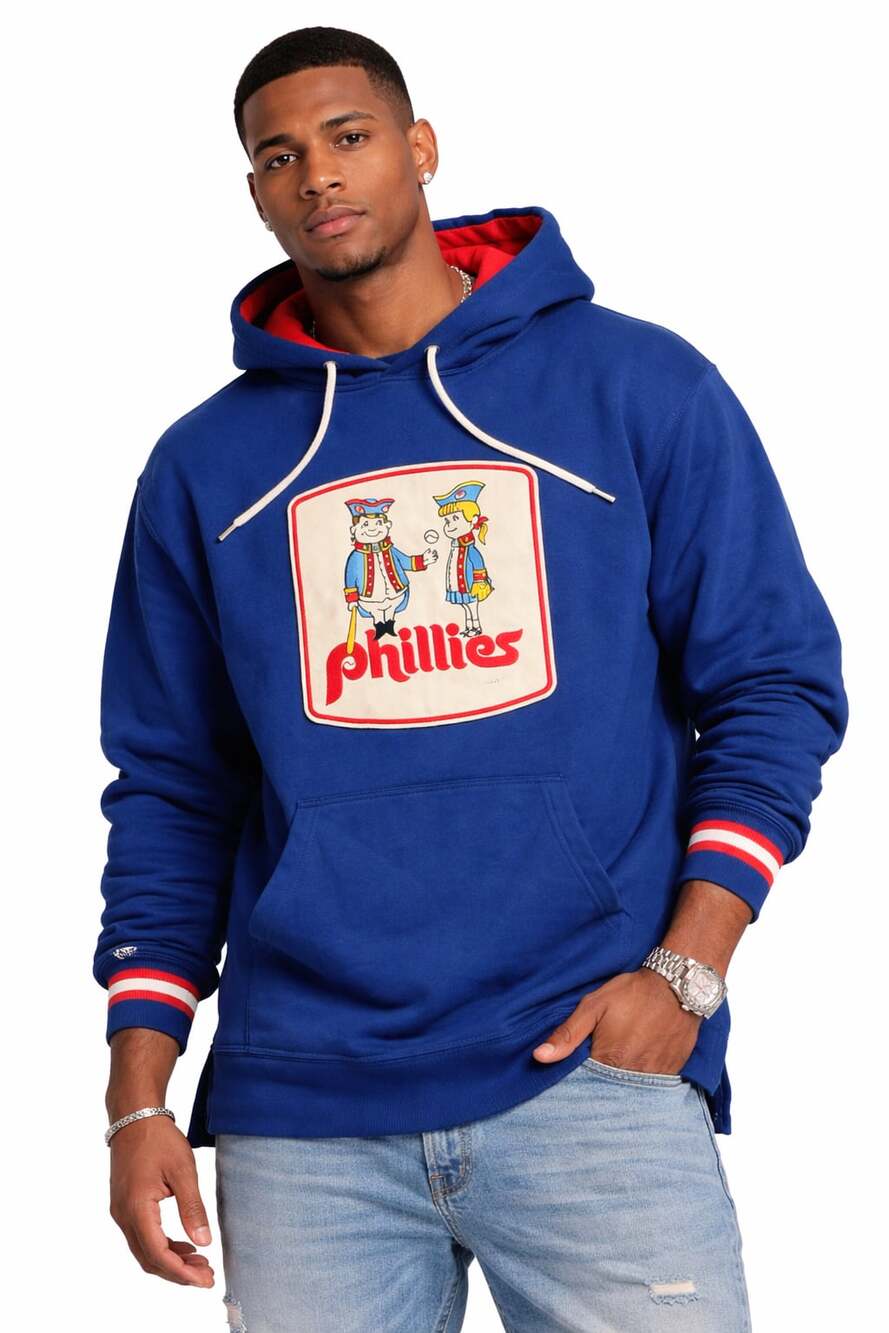 Stitches Philadelphia Phillies Alt Coop Logo Hoodie Sweatshirt Light Blue Medium